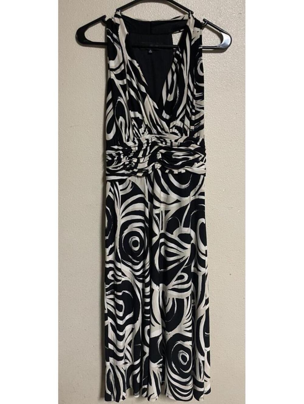 jones new york dress size 10 sleeveless black white gray V-neck free shipping